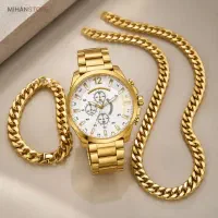 ست ساعت دستبند و گردنبندمردانه