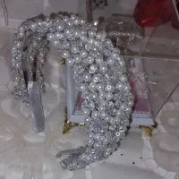 تاج عروس تمام مرواریدی پهن