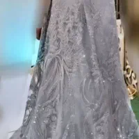 پیراهن مجلسی نقره ای سنگ دوزی