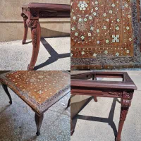 دو عدد جلو مبلی میز عسلی قدیمی هندی منبت‌کاری شده