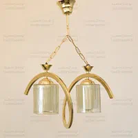 لوستر آویز دو شعله طلایی نقره و مشکی اشپزخانه اتاق