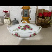 سوپخوری چینی گل سرخی قدیمی