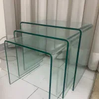 میز عسلی شیشه خم سه تایی