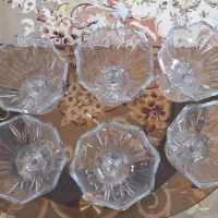 ۶عدد آجیل خوری پایه دار شیشه ای قدیمی