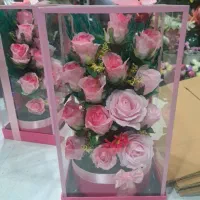 ۳ باکس شیشه ایی.نونو آکبند. گل مصنوعی