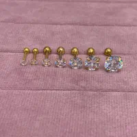 گوشواره پرسینگ طلایی ونقره ای پیرسینگ