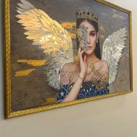 تابلوی زیبای میکس مدیا تمام کار دست قاب شده