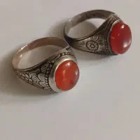 دوتا انگشتر نقره عقیق کهنه .رکاب کهنه