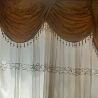 پرده حریر+ والان ساتن (ست پرده )  در حد نو