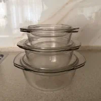 قابلمه شیشه ای سه سایز در دار