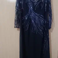 پیراهن مجلسی کار دست رنگ سورمه ای
