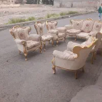مبل و نهار خوری مدل فرانسوی ورق طلا