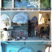 دکور دیوار پتینه نقاشی لوکس ساختمان گچبری آموزش
