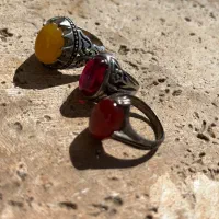 چند انشگتر نقره با عقیق زیر قیمت