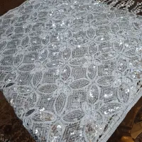 شال مجلسی پولکدوزی،نقره ای