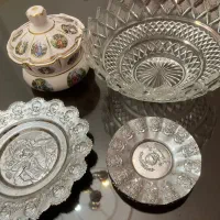 ظروف قدیمی شکلات‌خوری سرامیکی،میوه‌خوری استیل،کاسه