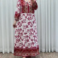 پیراهن نخی حاشیه دار