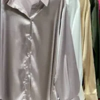 شومیز ساتن رنگ نقره ای