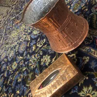 سطل مسی با جای دسمال کاغذی قدیمی