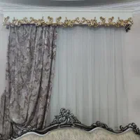 دوعدد پرده همراه با کتیبه و والان مخمل هازان