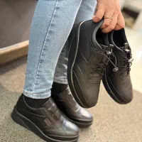 کتونی کفش ونس لژدار چرم طبی راحتی مشکی زنانه