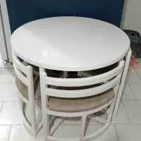 میز نهار خوری کم جا رنگ سفید 4 نفره