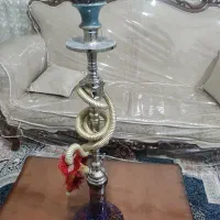 قلیان برنجی قلم کاری شده با دو عدد شیشه