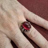 انگشتر نگین یاقوت‌‌ نقره ۹۲۵ و نیم ست شرف الشمس