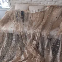 پرده حریر گل‌برجسته ۲عدد