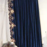 دستک پرده سرمه ای/گلدوزی شده