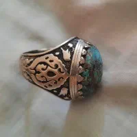 انگشتر نقره دست ساز نگین دامله فیروزه نیشابور