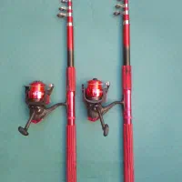 چوب ماهیگیری معروف فایرفاکس قرمز با چرخ و نخ