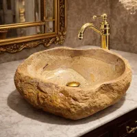 روشویی سنگی رودخانه‌ای طبیعی دست ساز