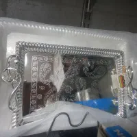 سینی ۲تکه استیل و طلایی