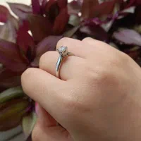 انگشتر طلای ۱۸ عیار زنانه تک نگین با فاکتور
