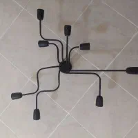 دوعدد لوستر سقفی فلزی طرح عنکبوتی ۸ و۴ شعله