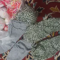 جوراب بافتنی دو جفت همراه نخ