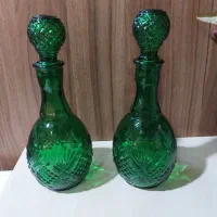 دو عدد بطری سبز قدیمی