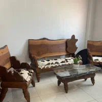 مبل تمام روستیک چوب طبیعی گردو + جلومبلی