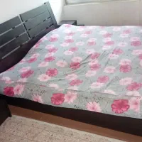 تخت دونفره چوبی بادروارو ایینه وتشک