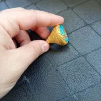 انگشتر نقره دلبر فیروزه ای کلکسیونی آبکاری طلا