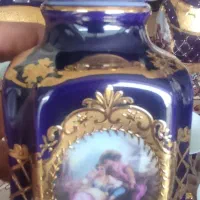 سرویس 40پارچه سرمه ای طلاکاری  وارداتی porcelain