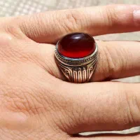 انگشتر عقیق سیاه سرخ آبدار