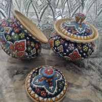 قندان میناکاری سفالی. کاملا نو. هنر دست هنرمند