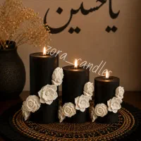 شمع استوانه ای با گل های برجسته