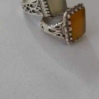 ۲ عدد انگشتر نقره سنگ عقیق و شرف شمس