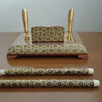 جا قلمی خاتم کاری + 2 قلم خاتم کاری