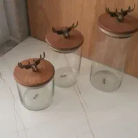 جای قند و چای و شکر با درب بامبو شاخ گوزنی