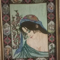 تابلو قالیچه بسیار زیبای کرک  تک وعتیقه است به شرط
