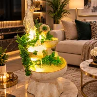 آبنمای دکوراتیو چندطبقه با مجسمه و نورپردازی